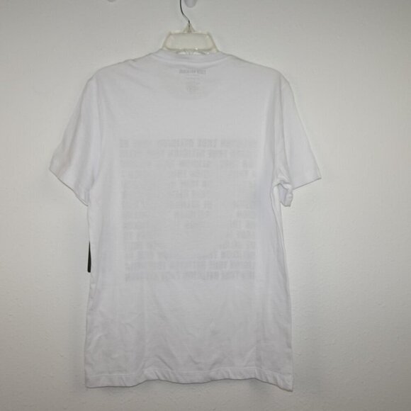 True Religion T-Shirt Men's Size S White Horseshoe Spell Out Logo Cotton - Picture 5 of 6